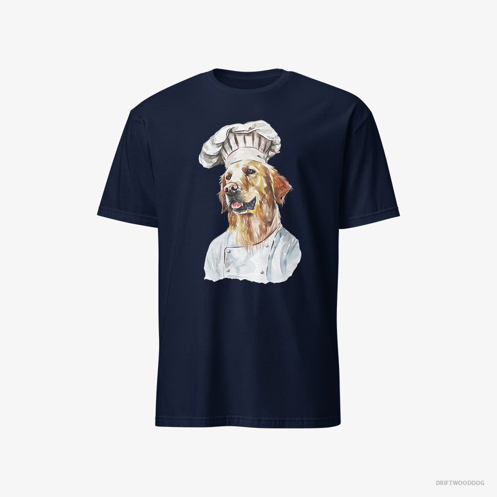 Golden Retriever T-Shirt – Men Navy T-Shirt Classic – Coming to Cook (on White Background)