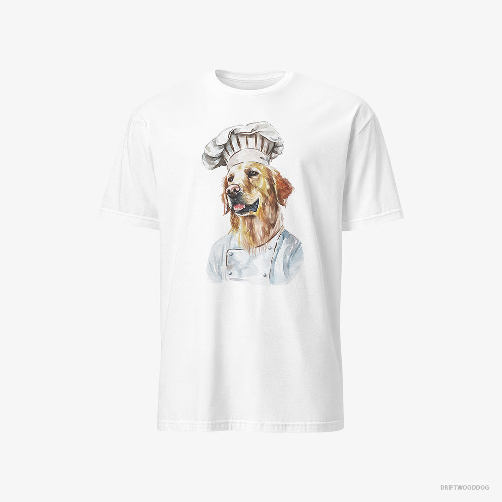 Golden Retriever T-Shirt – Men White T-Shirt Classic – Coming to Cook (on White Background)