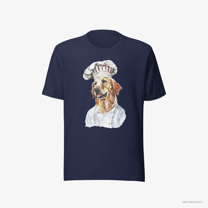 Golden Retriever T-Shirt – Men Navy T-Shirt Eco-Friendly – Coming to Cook (on White Background)