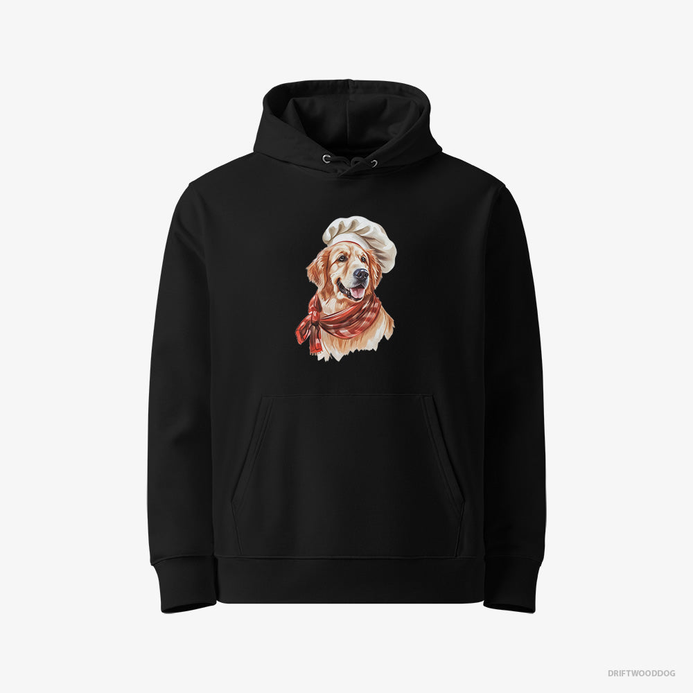 Golden Retriever Hoodie – Women Black Hoodie Eco-Friendly – Ready for Some Cooking (on White Background)