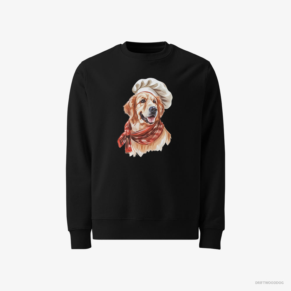 Golden Retriever Sweatshirt – Men Black Sweatshirt Classic – Ready for Some Cooking (on White Background)