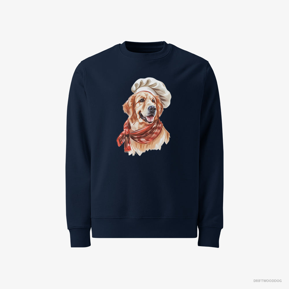 Golden Retriever Sweatshirt – Men Navy Sweatshirt Classic – Ready for Some Cooking (on White Background)