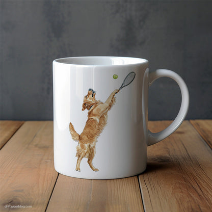 Golden Retriever Playing Tennis on the Tennis Court Mug – Unique Dog Cups | Dog-Themed Mugs