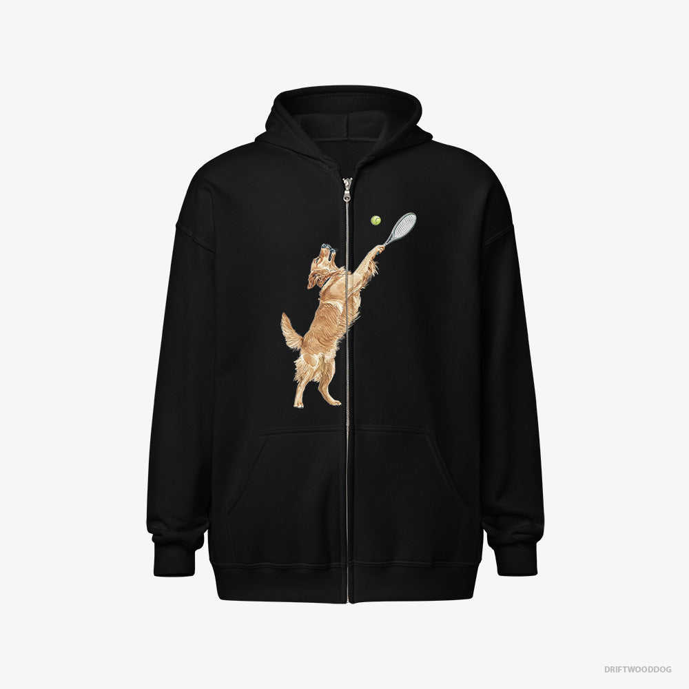 Golden Retriever Playing Tennis on the Tennis Court Full-Zip Hoodie