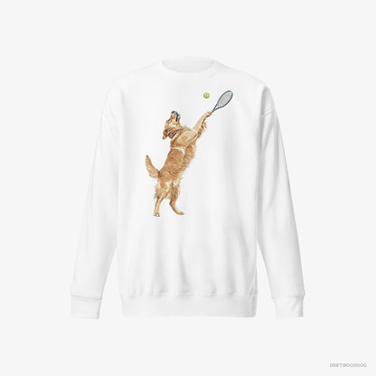 Golden Retriever Playing Tennis on the Tennis Court White Sweatshirt