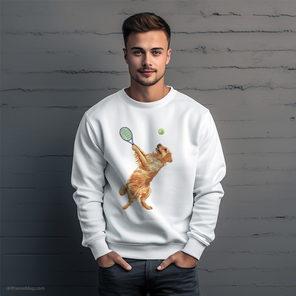 Golden Retriever Battling It Out on the Tennis Court Sweatshirt – Unique Dog Sweatshirt for Men