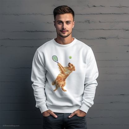 Golden Retriever Battling It Out on the Tennis Court Sweatshirt – Unique Dog Sweatshirt for Men