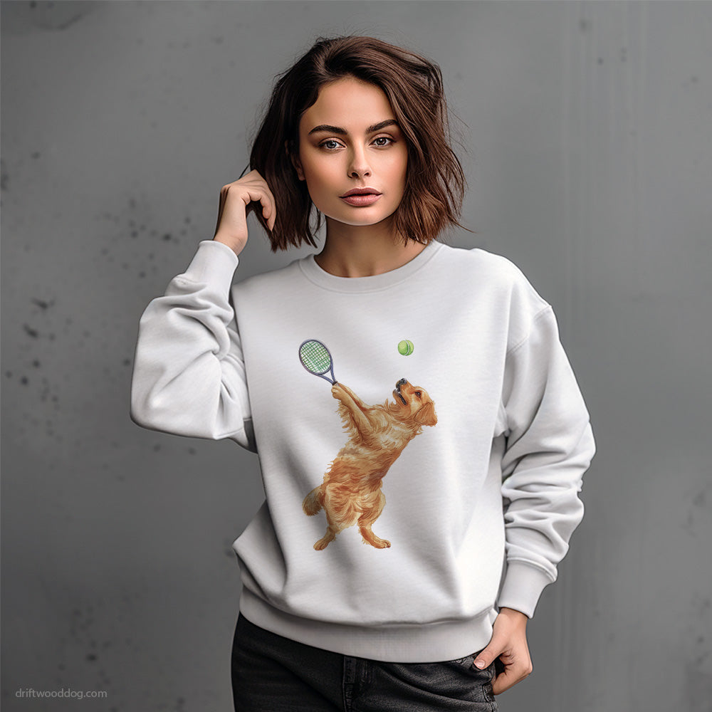 Golden Retriever Battling It Out on the Tennis Court Sweatshirt – Dog-Themed Gifts for Dog Lovers