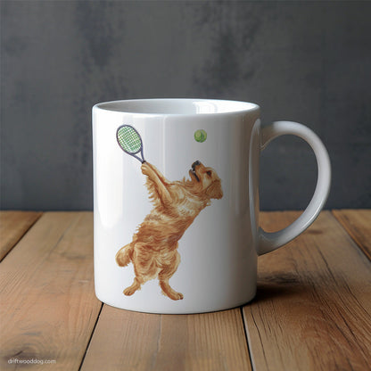 Golden Retriever Battling It Out on the Tennis Court Mug – Unique Dog Cups | Dog-Themed Mugs