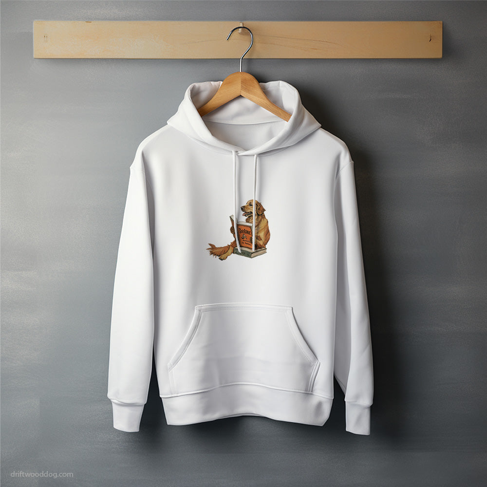 Golden Retriever Studying a Book Hoodie – Unisex Hoodie for Dog Lovers