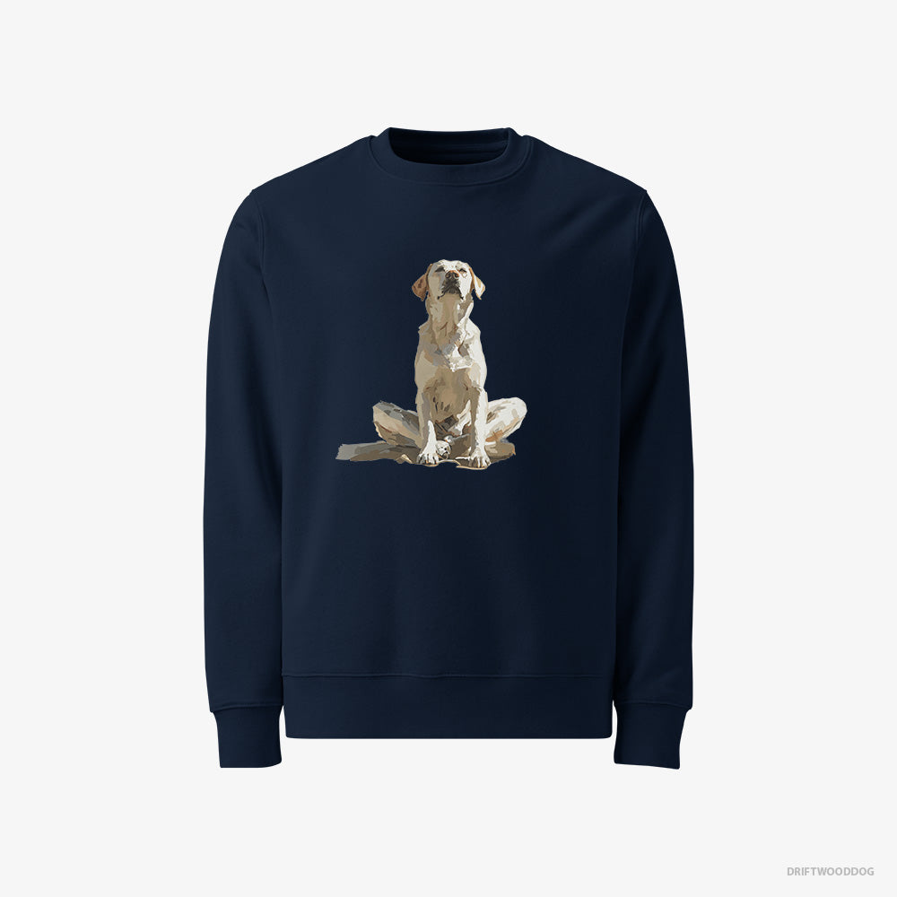 Labrador Retriever Sweatshirt – Men Navy Sweatshirt Classic – Meditating (on White Background)