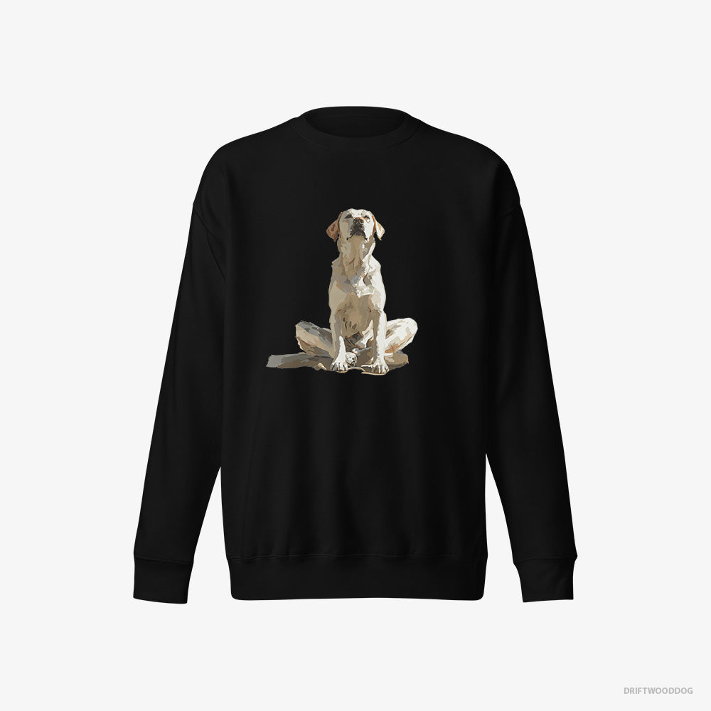 Labrador Retriever Sweatshirt – Men Black Sweatshirt Eco-Friendly – Meditating (on White Background)