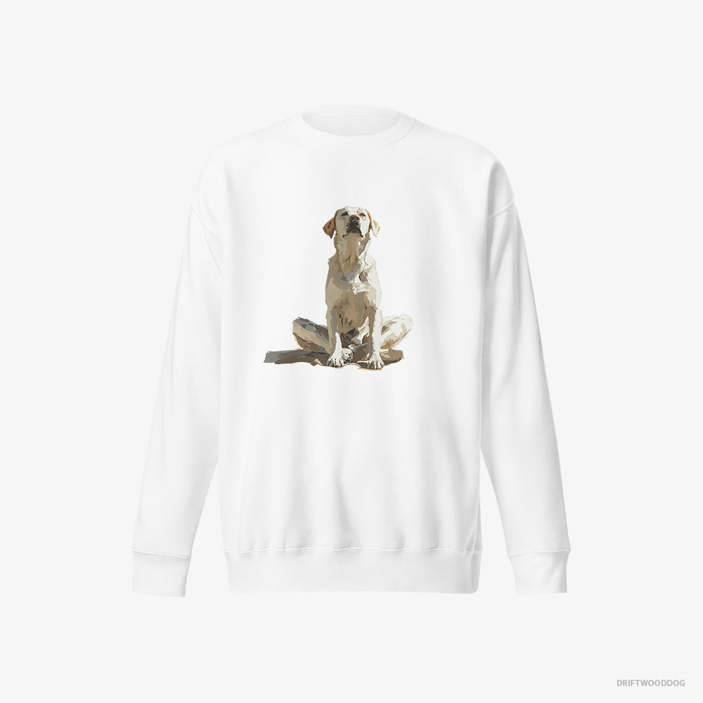 Labrador Retriever Sweatshirt – Men White Sweatshirt Eco-Friendly – Meditating (on White Background)