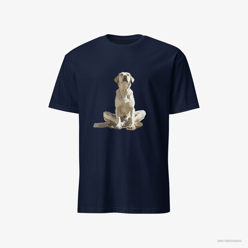 Labrador Retriever T-Shirt – Men Navy T-Shirt Classic – Meditating (on White Background)