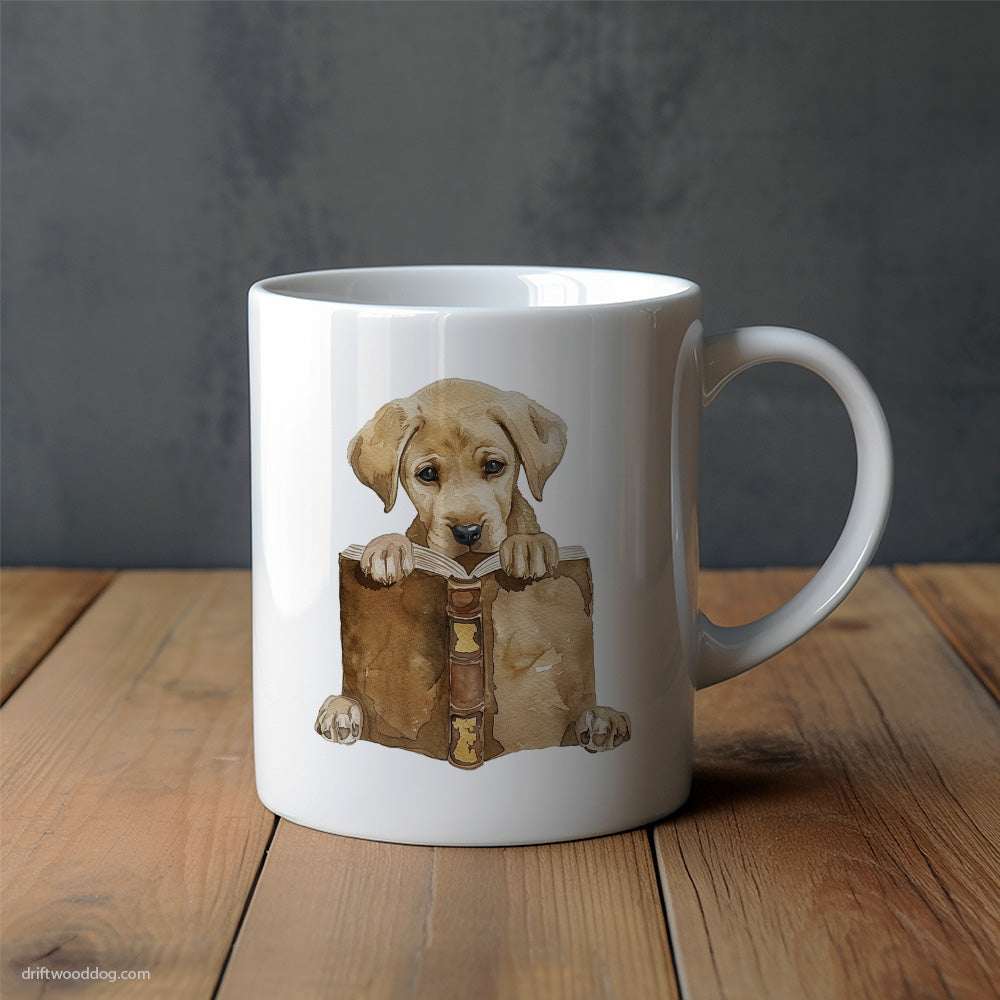 Puppy Labrador Retriever Absorbed in a Book Mug – Unique Dog Cups | Dog-Themed Mugs