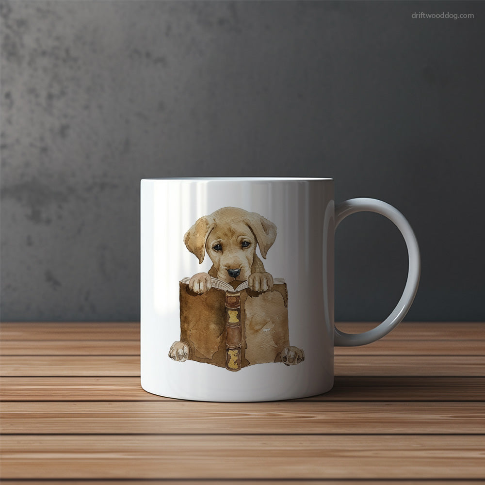 Puppy Labrador Retriever Absorbed in a Book Mug – Funny Dog Coffee Mugs | Quirky Canine Drinkware