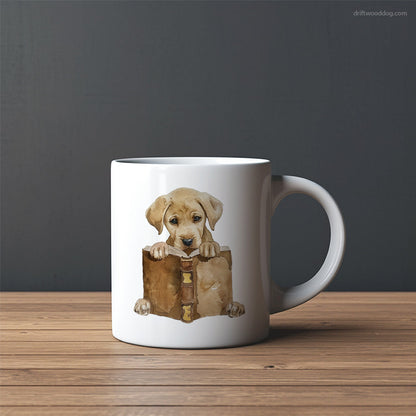 Puppy Labrador Retriever Absorbed in a Book Mug – Custom Dog Mugs | Personalized Pet Mugs