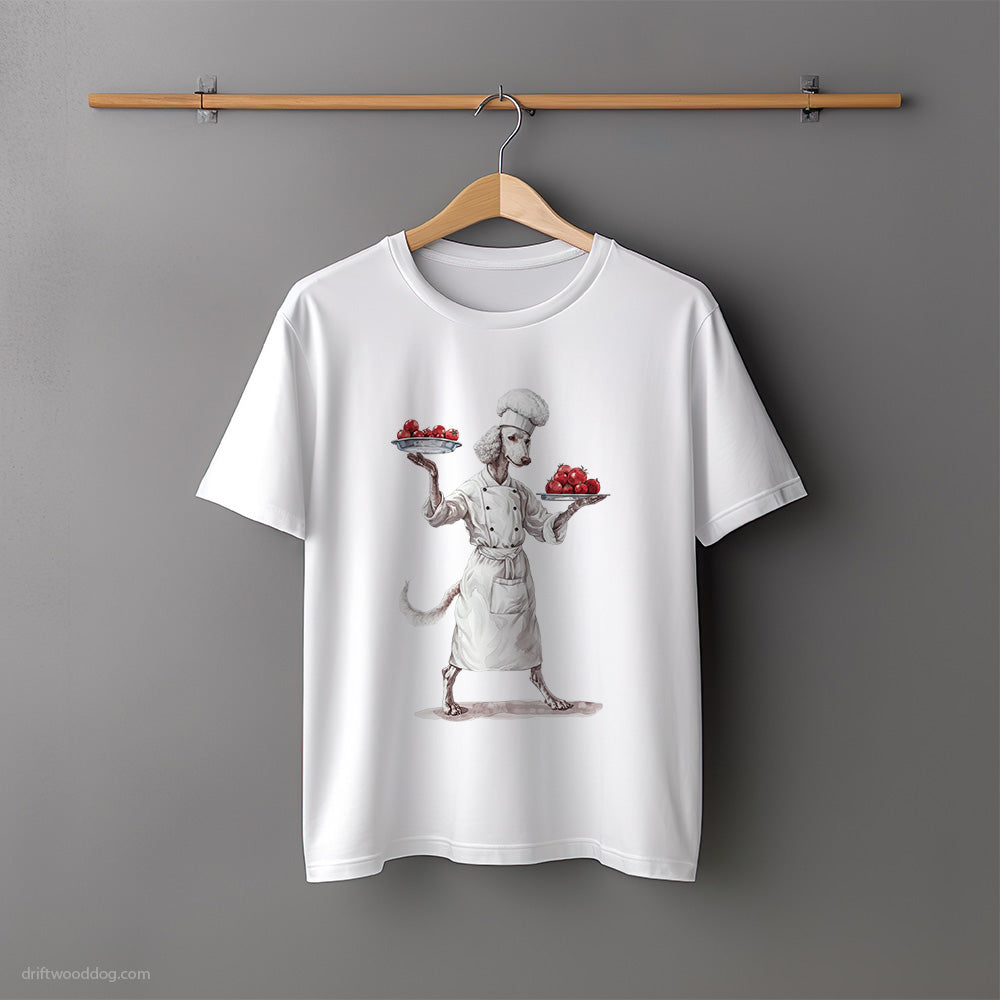 Dressed as a Chef Poodle Serving Food T-Shirt – Unisex Tee for Dog Lovers