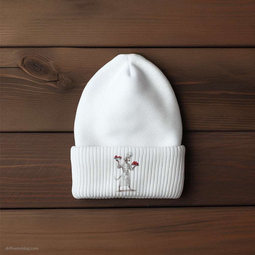 Dressed as a Chef Poodle Serving Food Beanie – Unisex Beanie for Dog Lovers