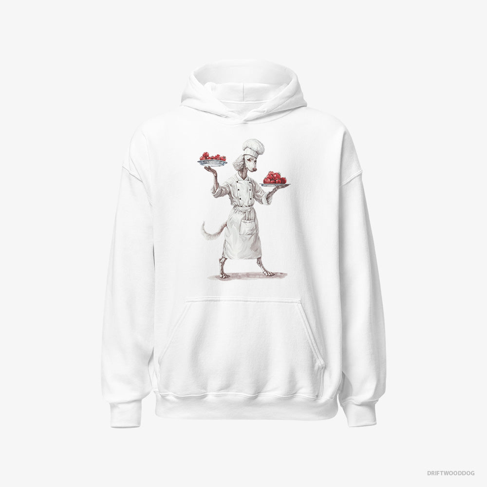 Poodle Hoodie – Men White Hoodie Classic – Serving Food (on White Background)