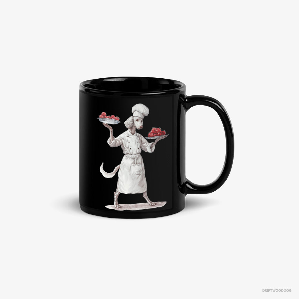 Poodle Mug – Unisex Black Mug Classic – Serving Food (on White Background)