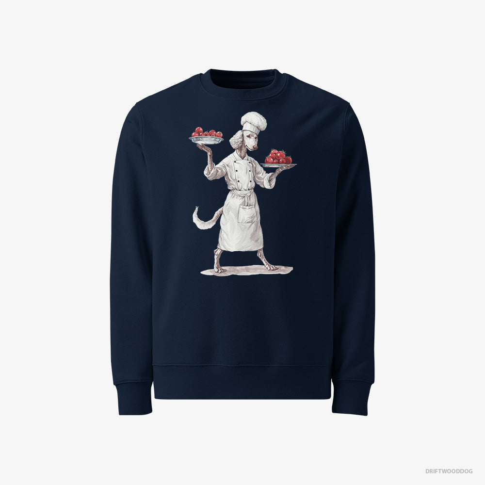 Poodle Sweatshirt – Men Navy Sweatshirt Classic – Serving Food (on White Background)