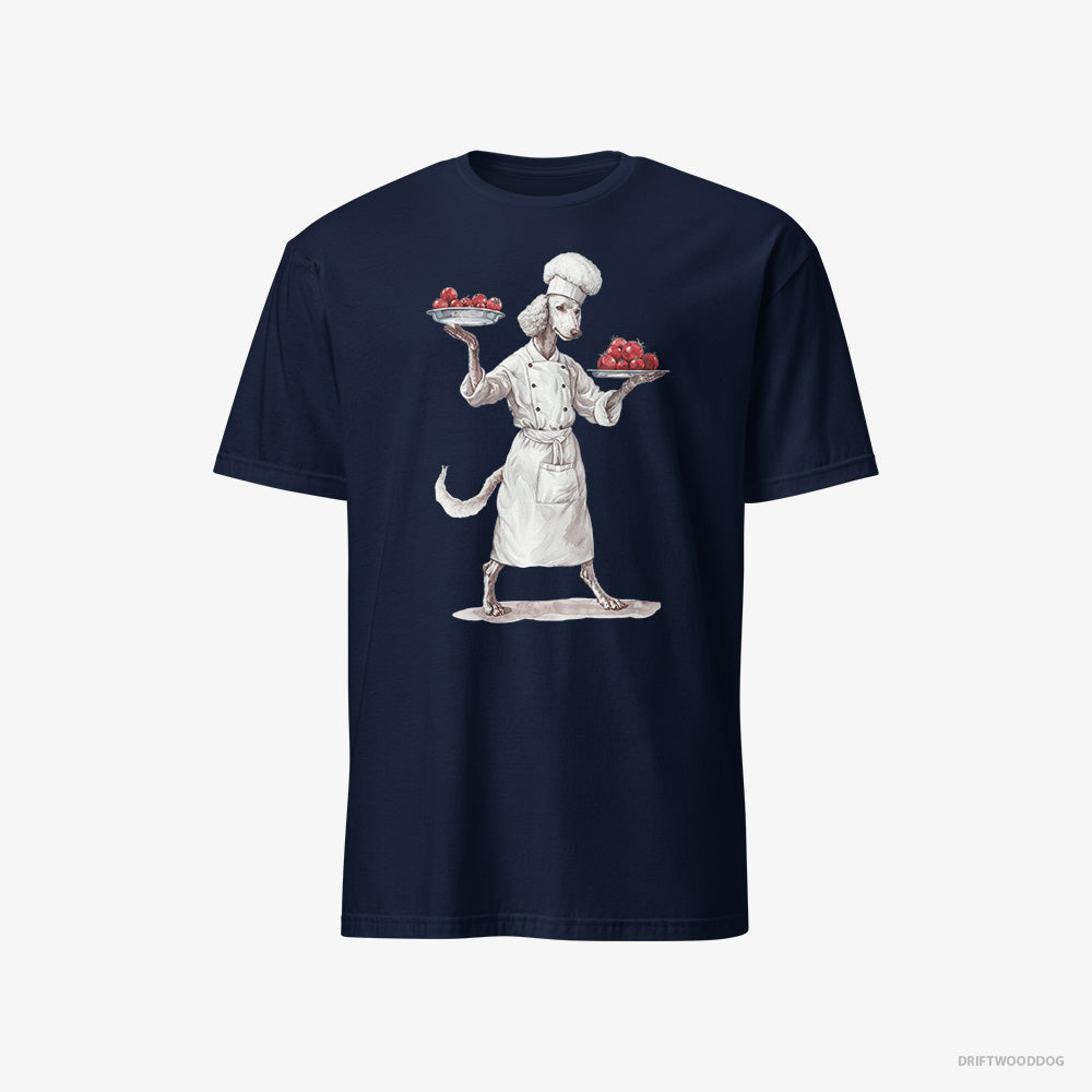 Poodle T-Shirt – Men Navy T-Shirt Classic – Serving Food (on White Background)