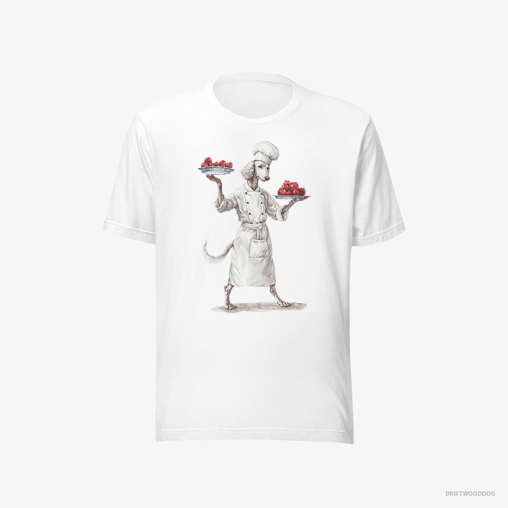 Poodle T-Shirt – Men White T-Shirt Eco-Friendly – Serving Food (on White Background)