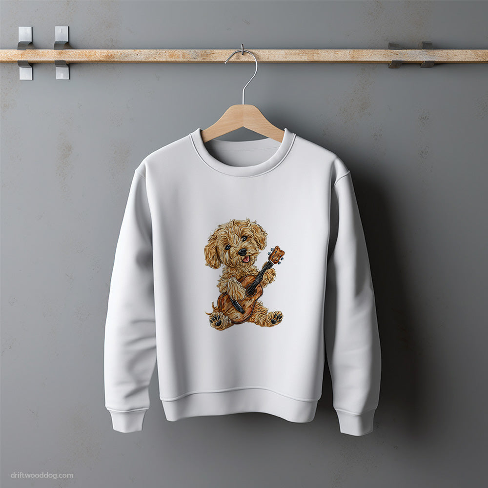 Small Poodle Playing Guitar Sweatshirt – Unisex Sweatshirt for Dog Lovers