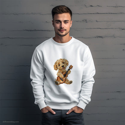 Small Poodle Playing Guitar Sweatshirt – Unique Dog Sweatshirt for Men