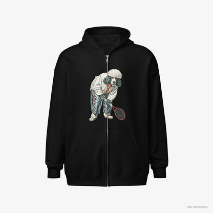 Poodle Playing Tennis on the Tennis Court Black Hoodie