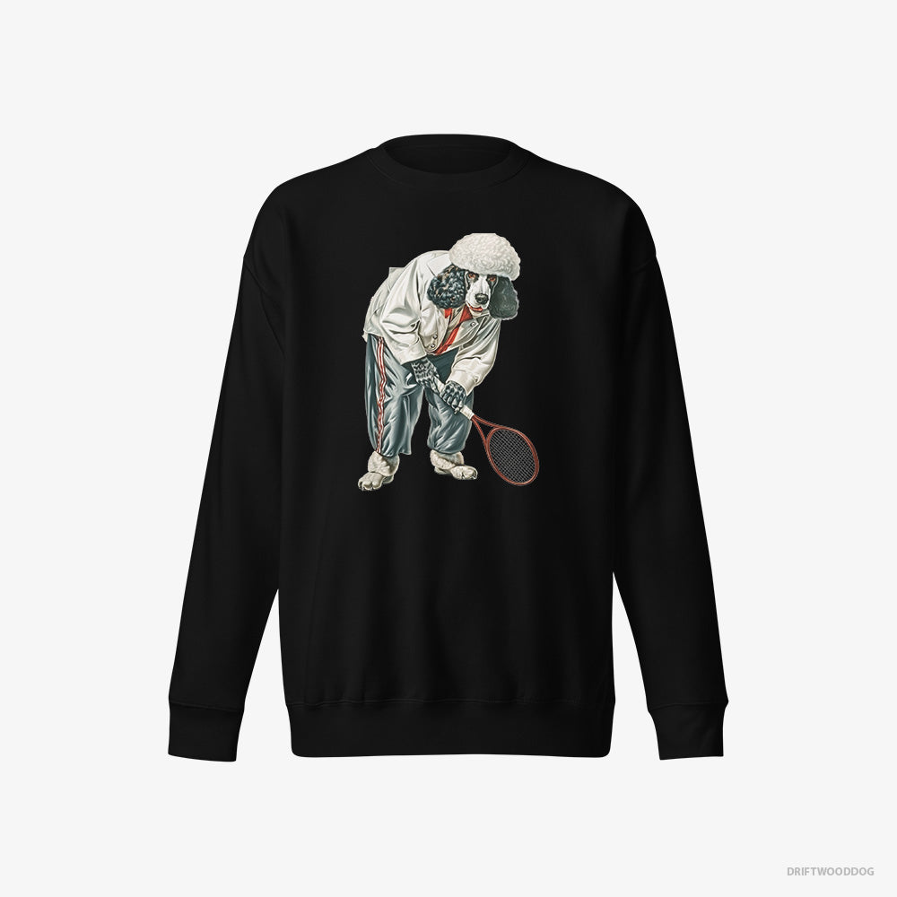 Poodle Playing Tennis on the Tennis Court – Men's Sweatshirt Black Eco – Eco-Friendly