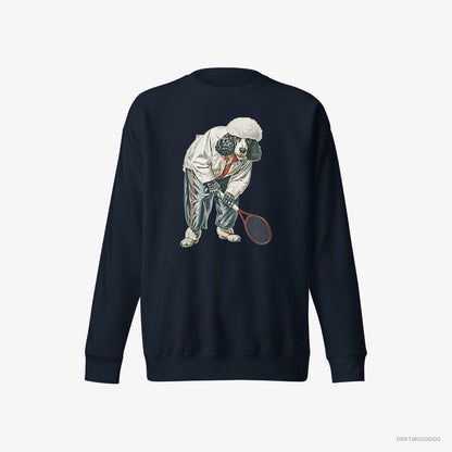 Poodle Playing Tennis on the Tennis Court Navy Sweatshirt