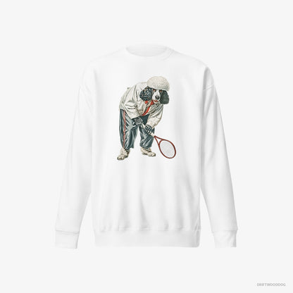 Poodle Playing Tennis on the Tennis Court White Sweatshirt