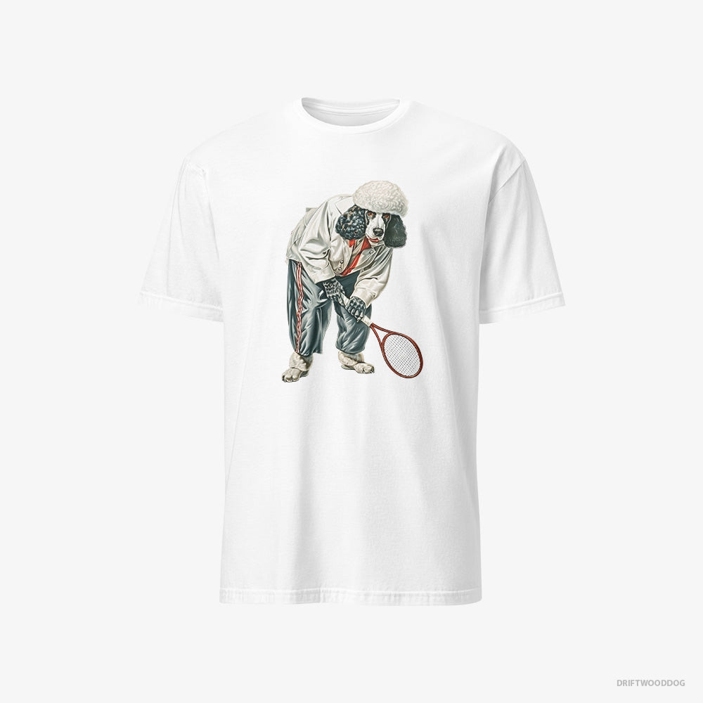 Poodle Playing Tennis on the Tennis Court – Men's T-Shirt White – Classic