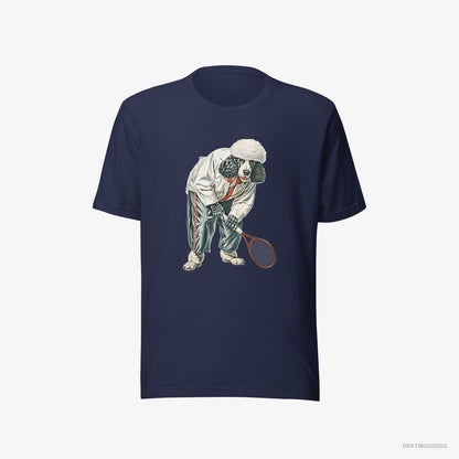 Poodle Playing Tennis on the Tennis Court Navy T-Shirt