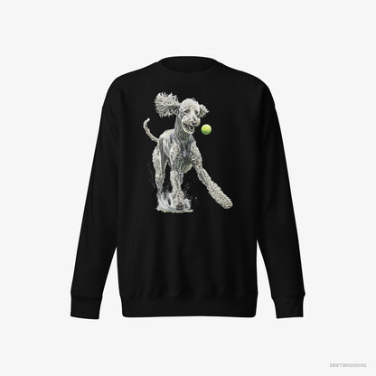 Poodle Playing with a Tennis Ball Black Sweatshirt