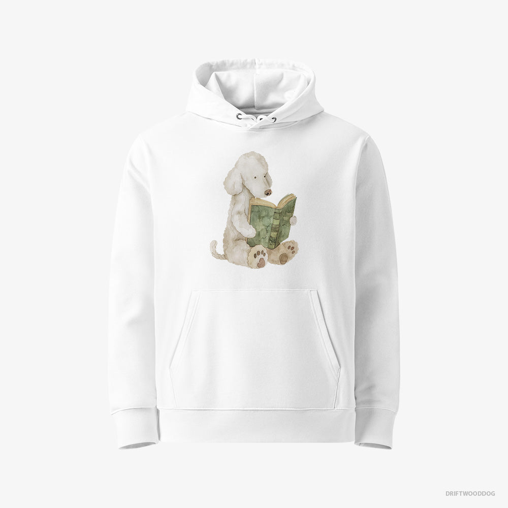 Cute White Poodle Reading a Book – Men's Hoodie White Eco – Eco-Friendly