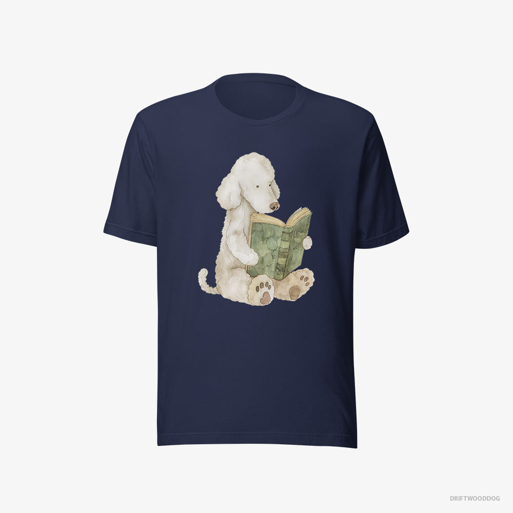 Cute White Poodle Reading a Book – Men's T-Shirt Navy Eco – Eco-Friendly