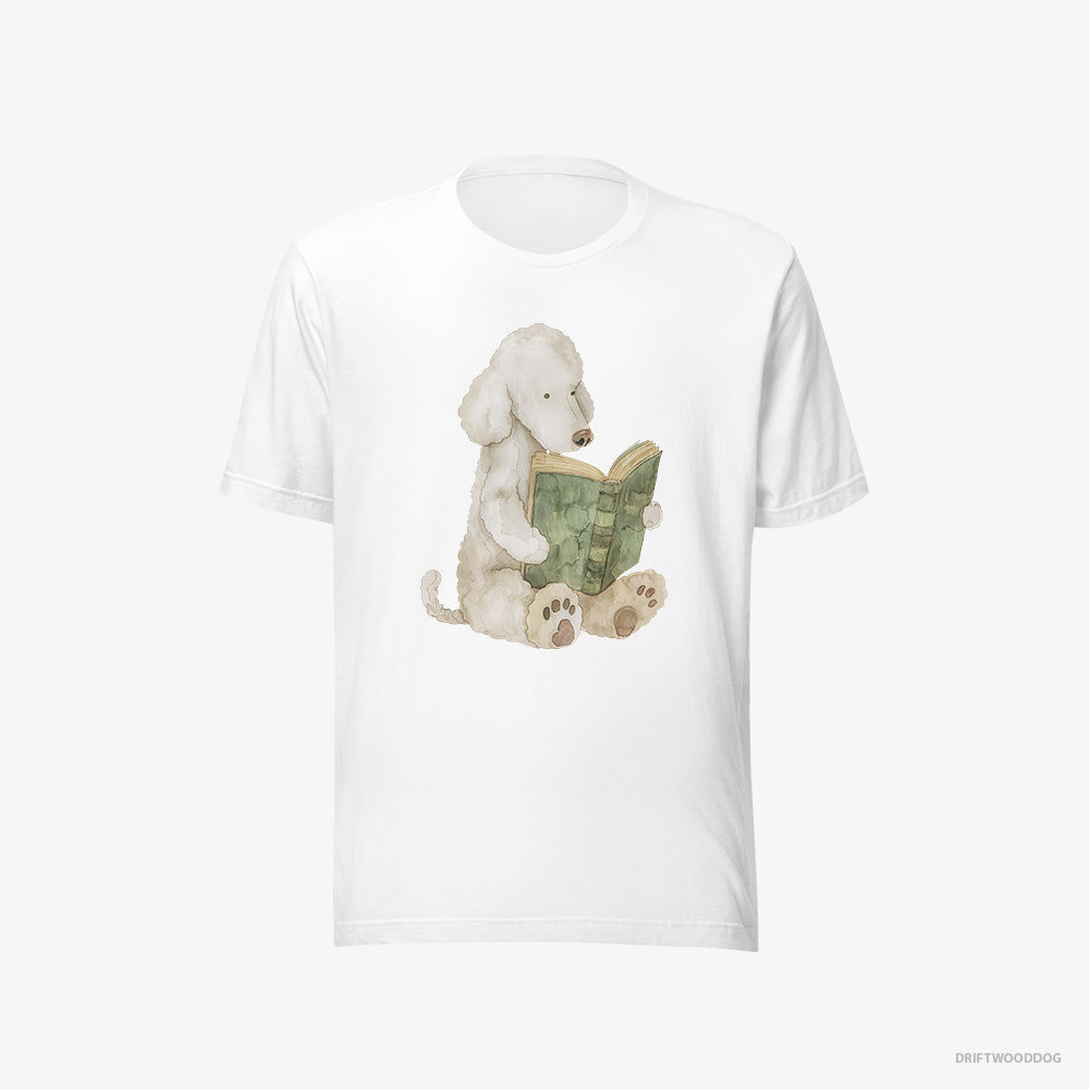 Cute White Poodle Reading a Book – Men's T-Shirt White Eco – Eco-Friendly