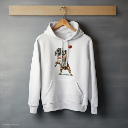 Pug Playing with a Tennis Ball Hoodie – Unisex Hoodie for Dog Lovers