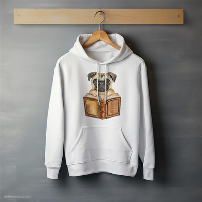 Funny Pug With a Book Hoodie – Unisex Hoodie for Dog Lovers