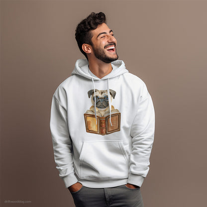 Funny Pug With a Book Hoodie – Dog Hoodies for Men