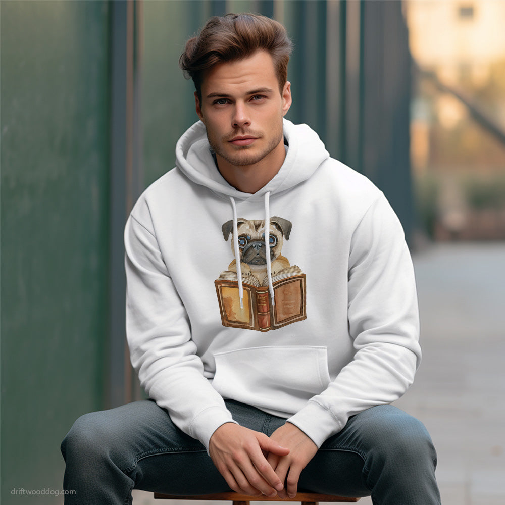 Funny Pug With a Book Hoodie – Custom Dog Hoodies for Men