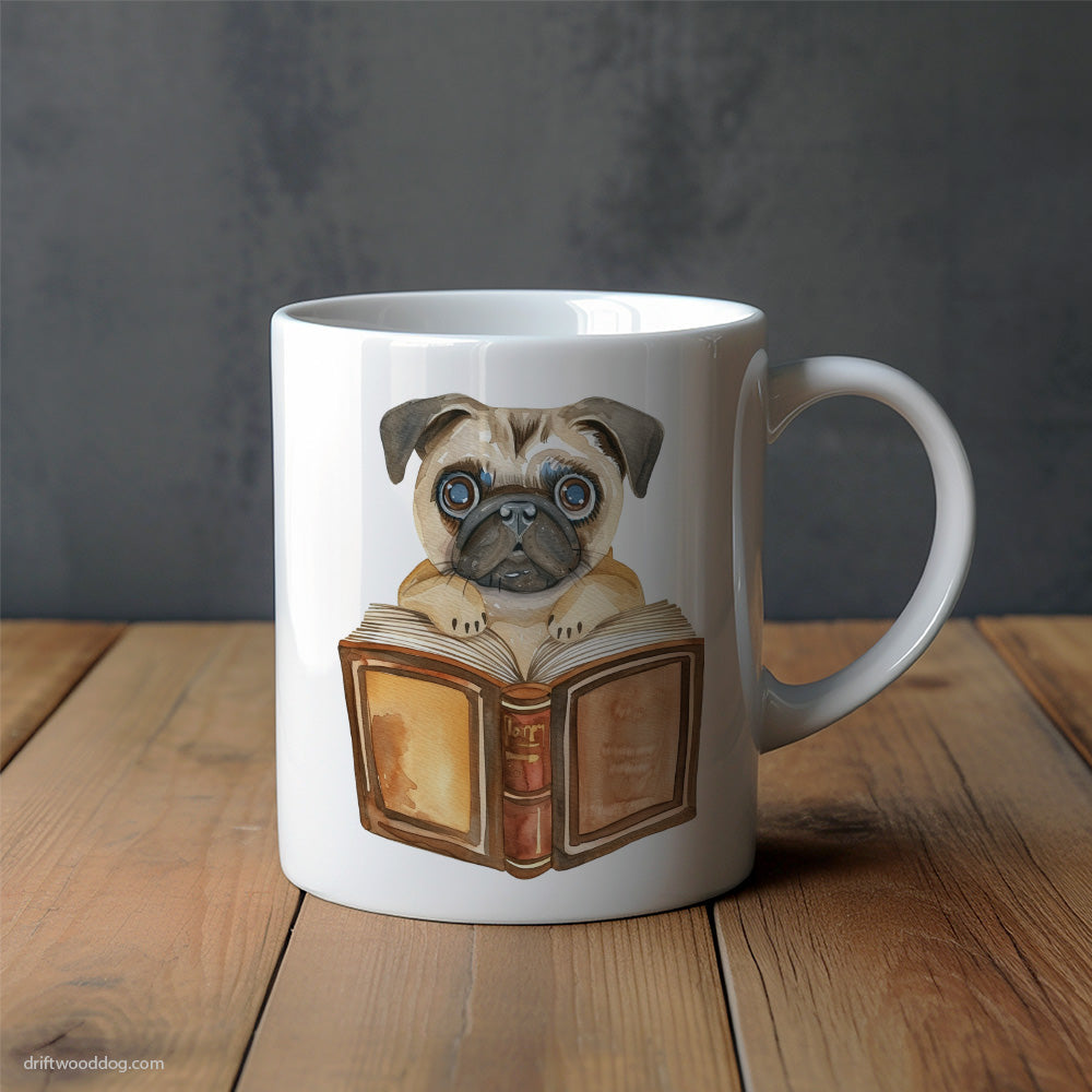 Funny Pug With a Book Mug – Unique Dog Cups | Dog-Themed Mugs