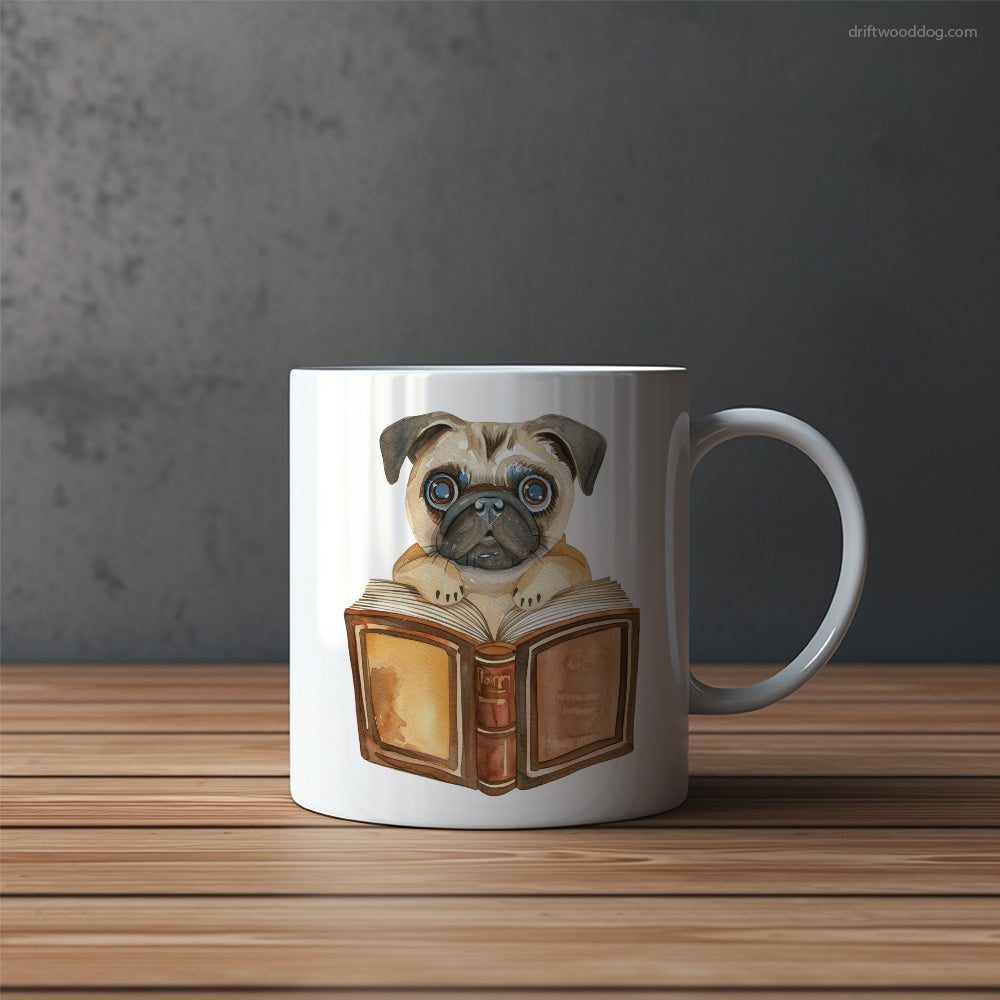 Funny Pug With a Book Mug – Funny Dog Coffee Mugs | Quirky Canine Drinkware