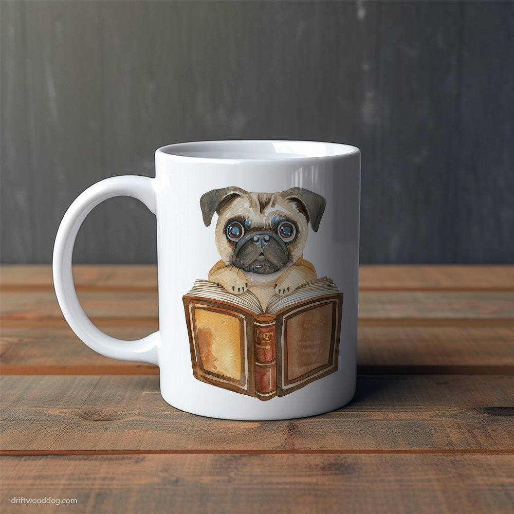 Funny Pug With a Book Mug – Cute Dog-Themed Mugs | Perfect Gifts for Dog Lovers