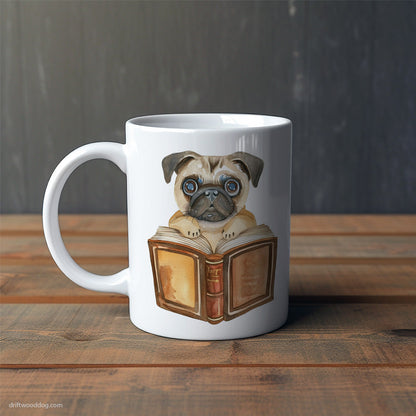 Funny Pug With a Book Mug – Cute Dog-Themed Mugs | Perfect Gifts for Dog Lovers