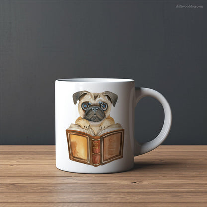 Funny Pug With a Book Mug – Custom Dog Mugs | Personalized Pet Mugs