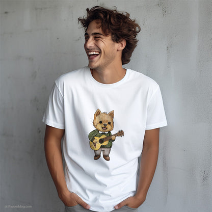 Adorable Yorkshire Terrier Playing Guitar T-Shirt – Dog T-Shirt for Men